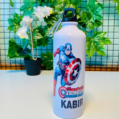 Personalised Captain America Cushion and Bottle Set