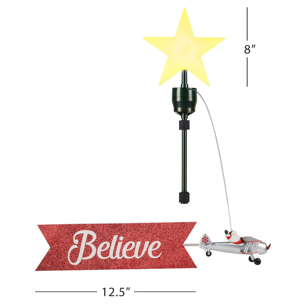 Mr. Christmas  Animated Biplane Tree Topper with Banner