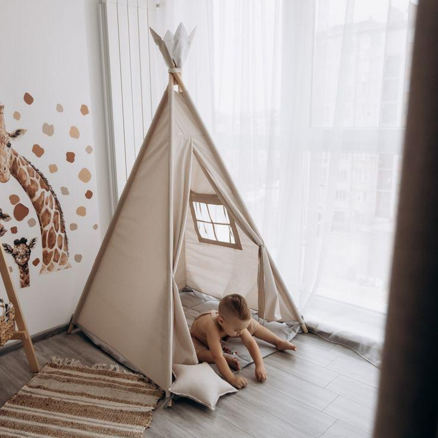 Kid’s Portable Teepee Tents With Cushion