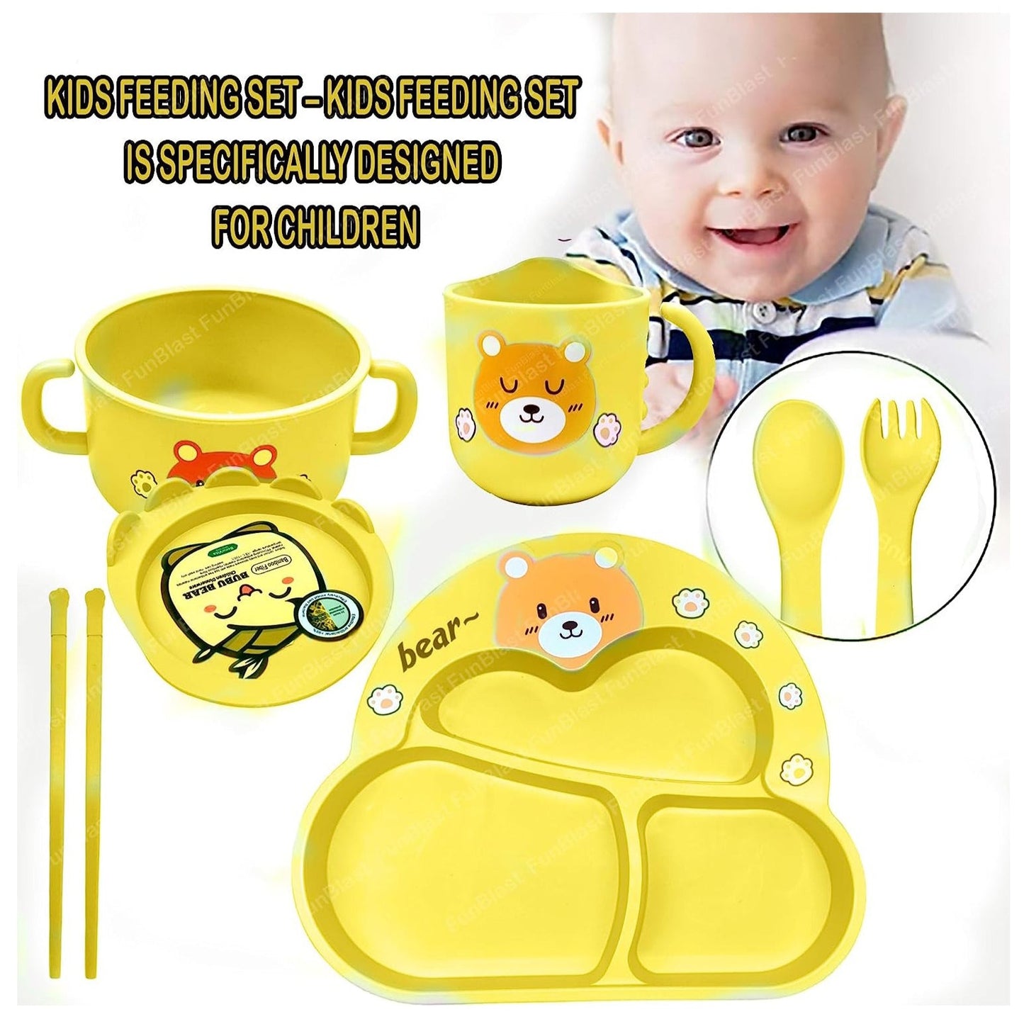 Adorable and Eco-Friendly Bamboo Fiber Feeding Set for Kids