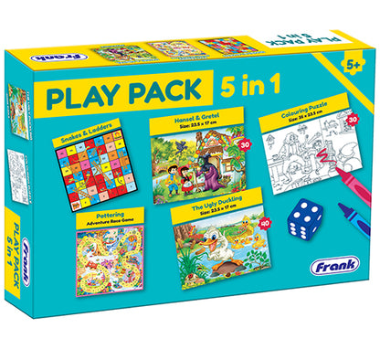5-in-1 Play Pack for Kids – Jigsaw Puzzles, Coloring Puzzle, Snakes & Ladders & Pottering Board Game Set