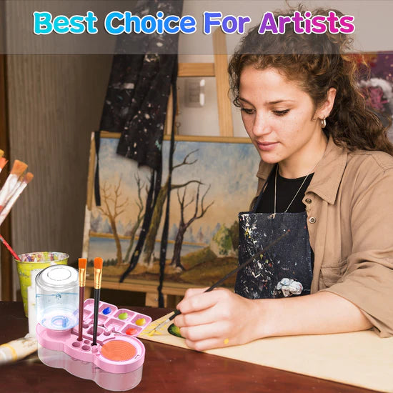 5-in-1 Paint Brush Cleaner with Water Circulation, Drain & Holder – For Acrylic, Watercolor & More
