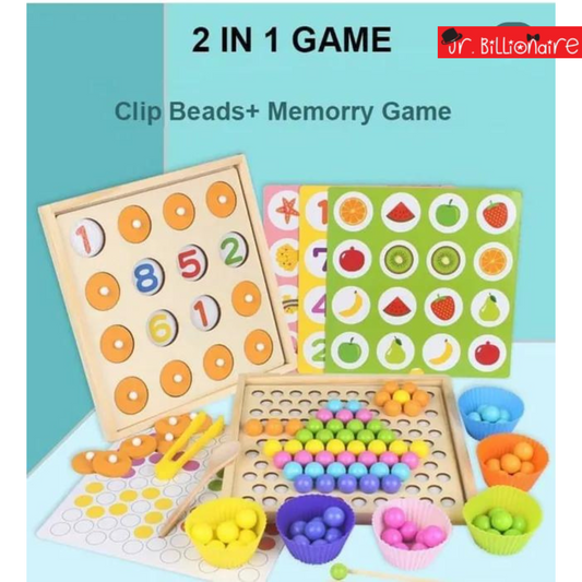 Wooden Beaded Memory Game 2 in 1