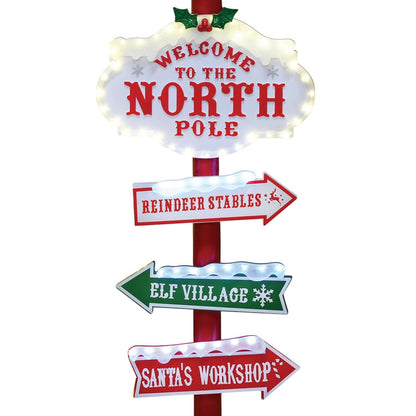 Light-Up North Pole Signpost