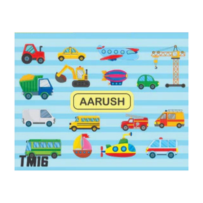 Personalized Kids Table Mat with Spoon & Lamp Fork Set