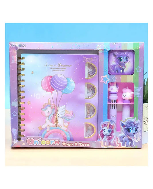 Kawaii Stationery Set – A5 Notebook, Mini Notebook, Highlighter & 10-Color Pen