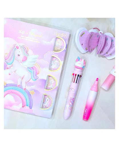 Kawaii Stationery Set – A5 Notebook, Mini Notebook, Highlighter & 10-Color Pen