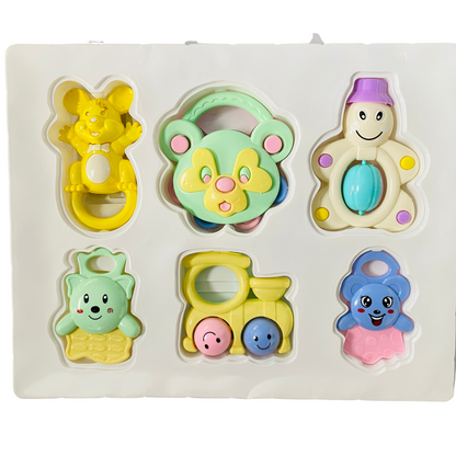 6 Set of Teething Musical Rattle Toys for Babies