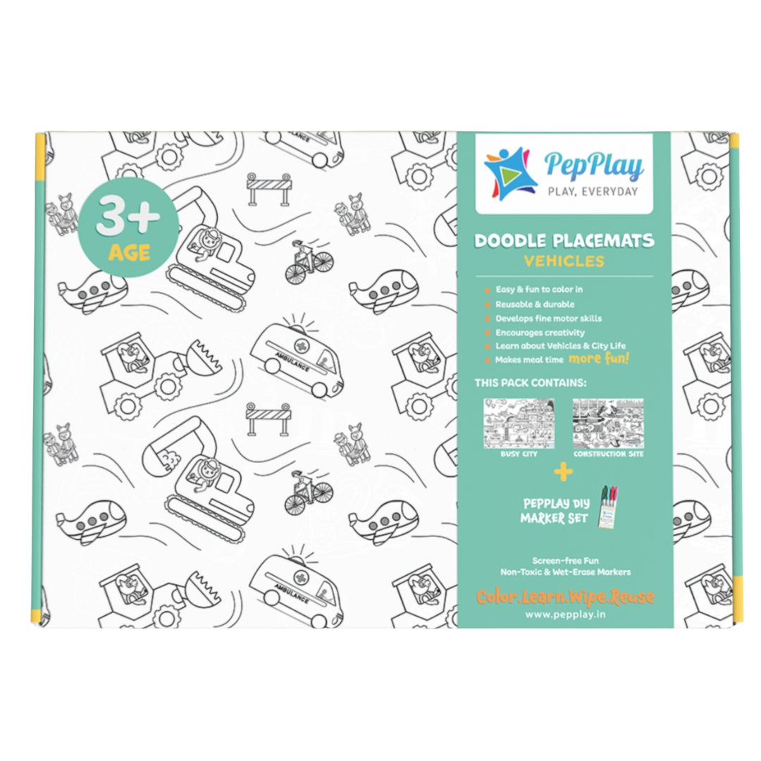 PEPPLAY DOODLE PLACEMATS - VEHICLES