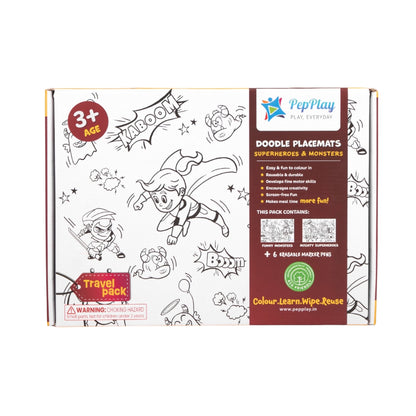 PEPPLAY DOODLE PLACEMATS - SUPERHEROES & MONSTERS