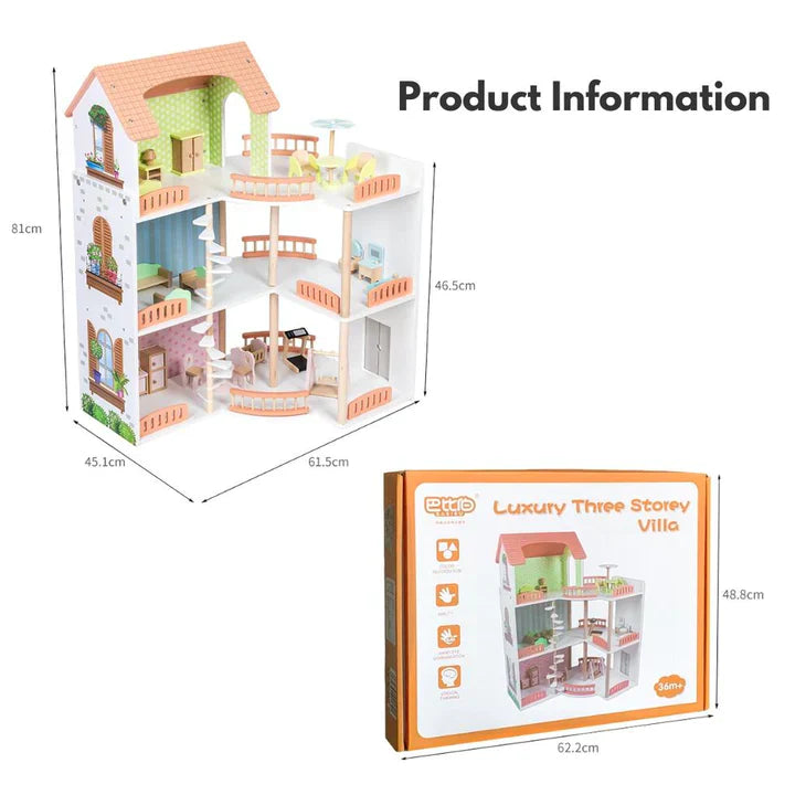 3 storey wooden dolls sales house