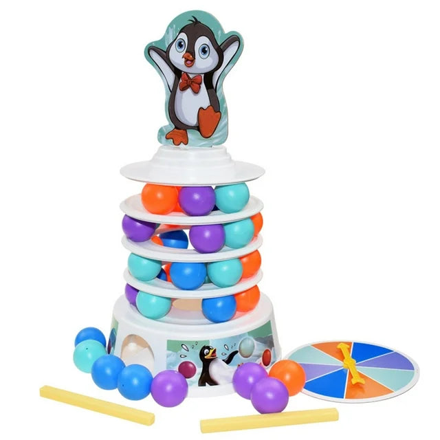 Penguin Skiing Tower Stacking Fun Board Game