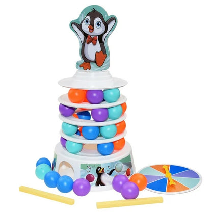 Penguin Skiing Tower Stacking Fun Board Game