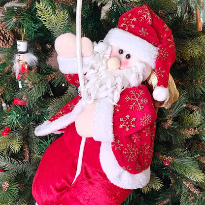 Golden Snowflake Santa on a Tree