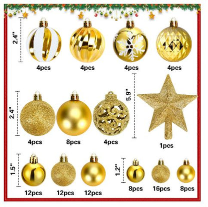 Golden Glam Baubles Set (100 Pcs + Topper)