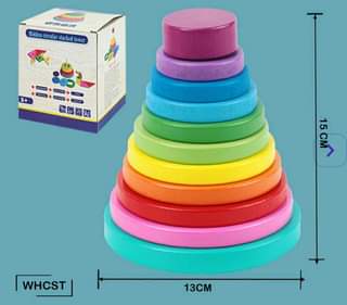 🌈 Rainbow Ring Stacker – Colourful Wooden Toy for Little Hands (18 Months+)