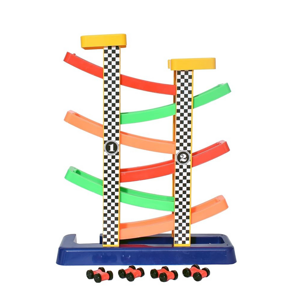 Plastick Racer Toy Plastic Race Fighter Track Car Ramp Racer with 4 Mini Car – Jr.Billionaire