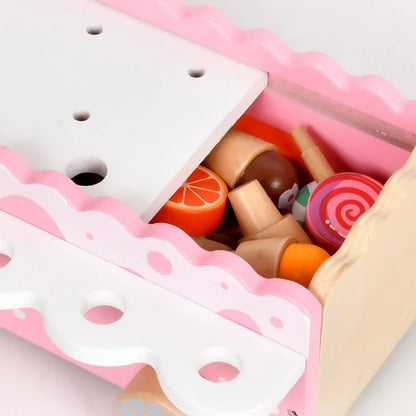 Wooden Ice Cream Cart Pretend Play Set – Educational Toy for Kids Ages 3–8 | Learning Toy