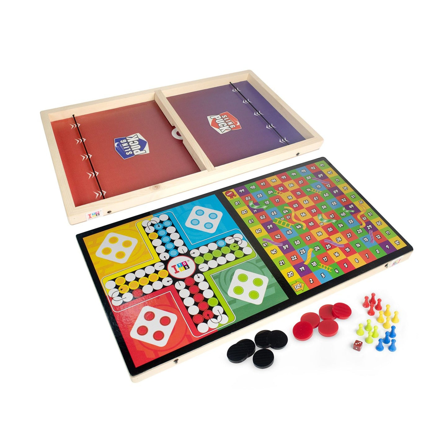 3 in 1 Fastest Finger Fast Sling Puck Board Games - Multicolor