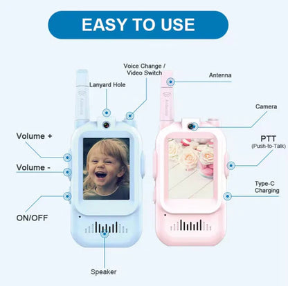 Kids Video Walkie Talkie Set – With HD Camera, Voice Changer & Long-Range Talk