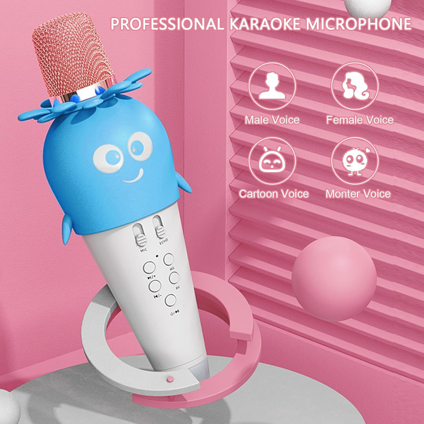 Wireless Bluetooth Microphone Handheld with LED Lights
