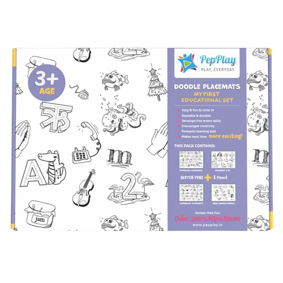 PEPPLAY MY FIRST EDUCATIONAL SET- REUSABLE DOODLE PLACEMATS