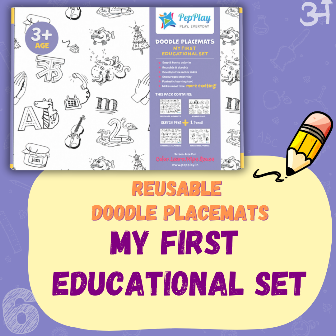 PEPPLAY MY FIRST EDUCATIONAL SET- REUSABLE DOODLE PLACEMATS