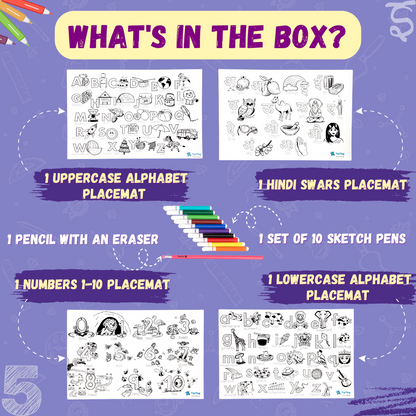 PEPPLAY MY FIRST EDUCATIONAL SET- REUSABLE DOODLE PLACEMATS