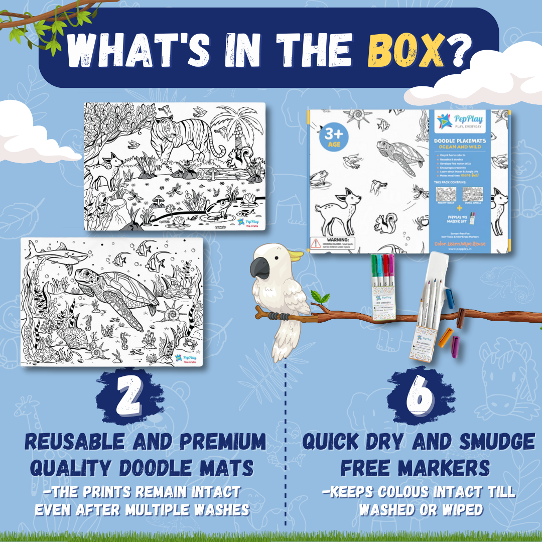 PEPPLAY DOODLE PLACEMATS - ANIMAL SERIES