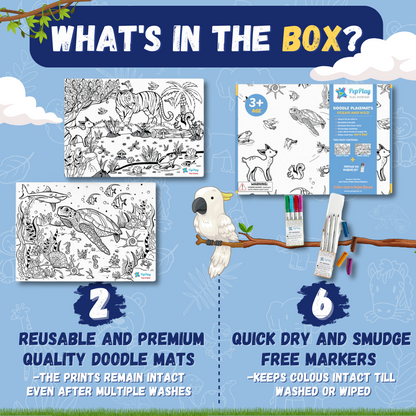 PEPPLAY DOODLE PLACEMATS - ANIMAL SERIES