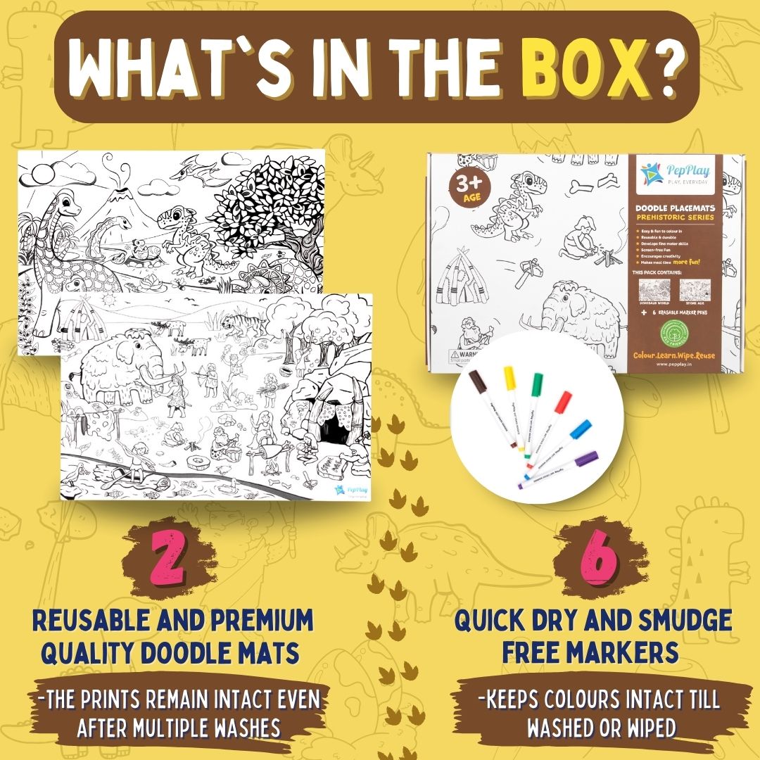 PEPPLAY DOODLE PLACEMATS - PREHISTORIC SERIES
