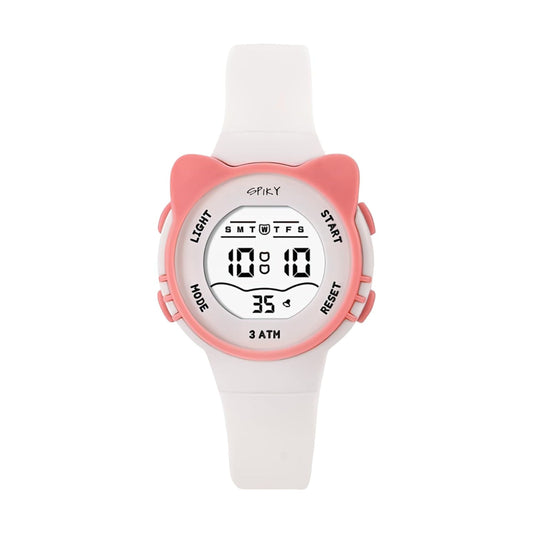 Round Pink Multi Functional Digital Watches Unique Design Pattern Strap