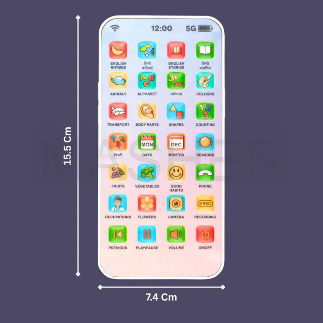 Educational Phone Toy for 2-12 Years Kids Rechargeable 24 Modes Talking Baby Smart Phone