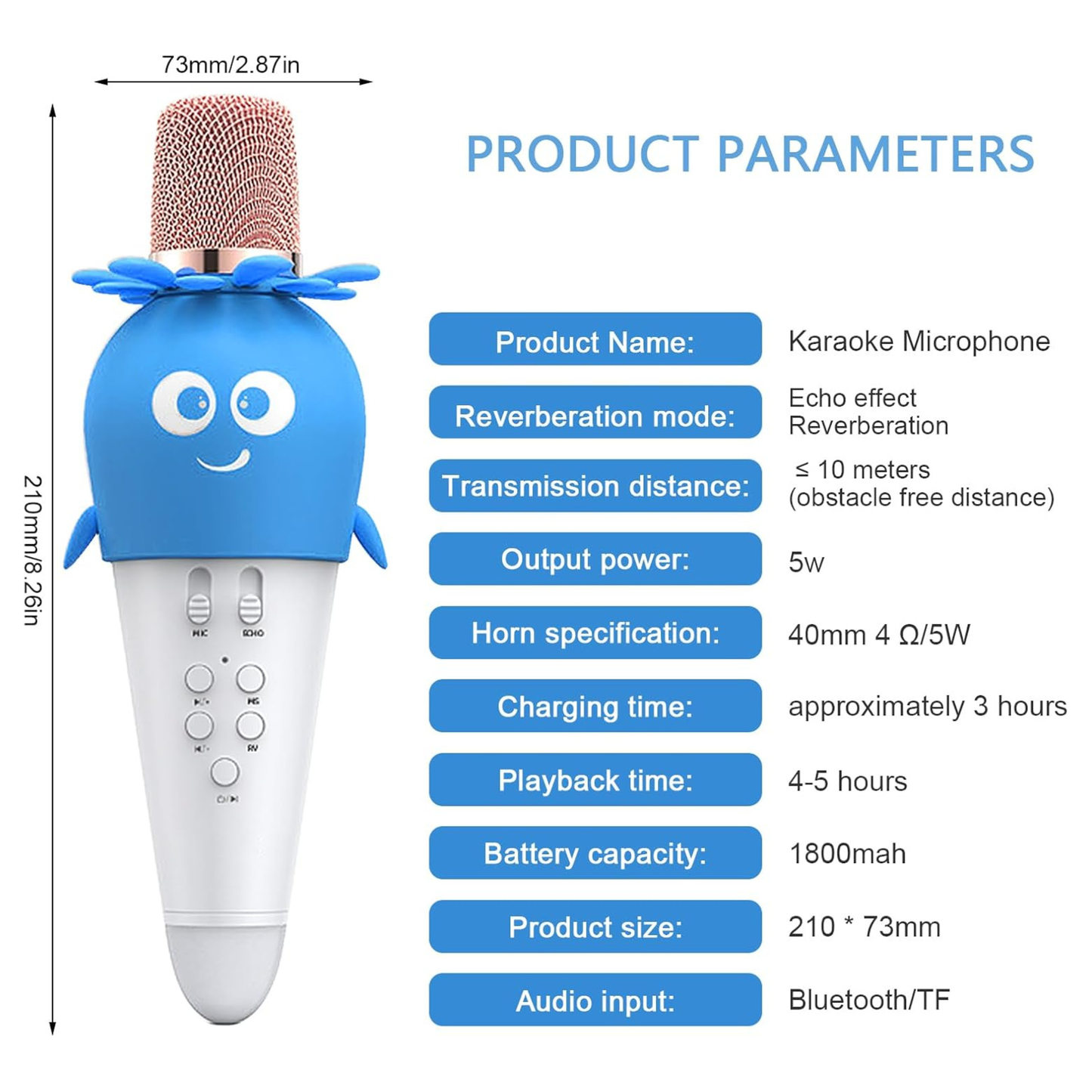 Wireless Bluetooth Microphone Handheld with LED Lights