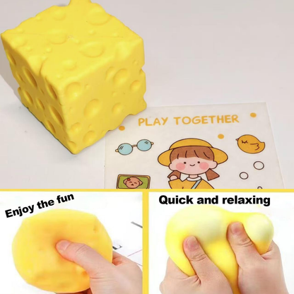 Cheese Cube Slow-Rise Squishy Fidget Toy for Kids & Adults
