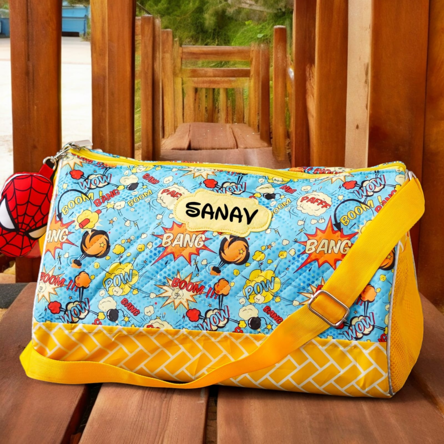 Personalised Premium Duffle Bag With Toy Keychain