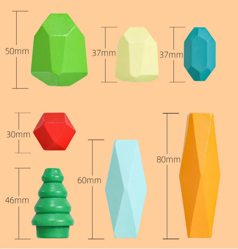 28 Pcs Nordic Wooden Stacking Stones