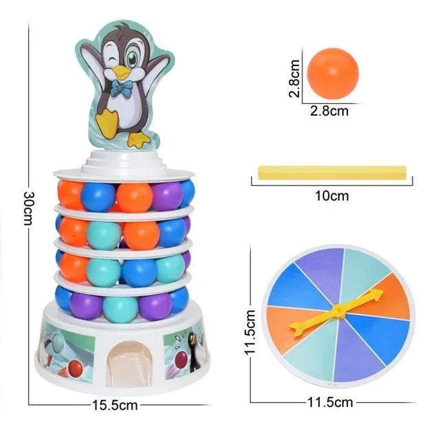 Penguin Skiing Tower Stacking Fun Board Game