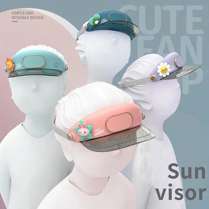 🧢 Cooling Fan Hat with Visor | USB Rechargeable | Sun Protection | 3-Speed Bladeless Fan