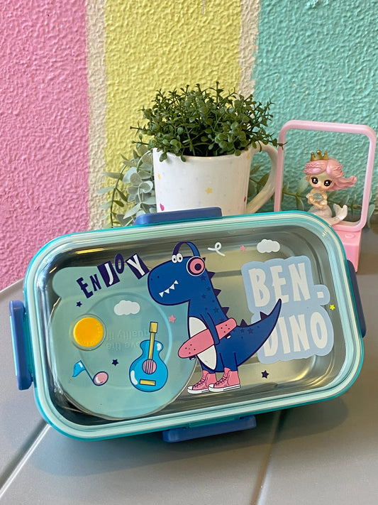 Leakproof Dino Lunchbox with Mini Snack Container & Spoon | Durable & Fun Design for Kids