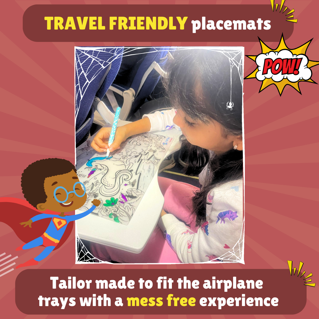 PEPPLAY DOODLE PLACEMATS - SUPERHEROES & MONSTERS