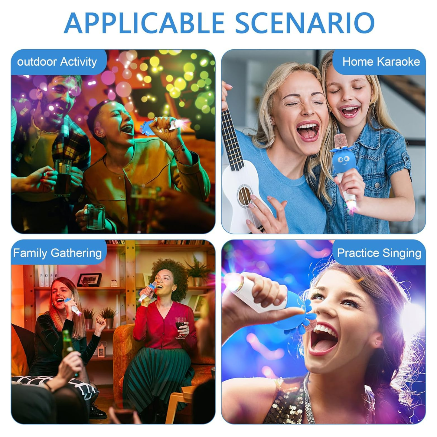 Wireless Bluetooth Microphone Handheld with LED Lights