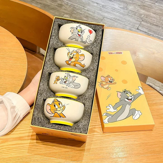 Tom & Jerry 4-Piece Ceramic Rice Bowl Set with Premium Gift Box