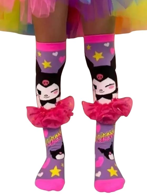 Kurommi Knee-High Socks 3D Design Printed with Cute Frock Colorful Socks for kids