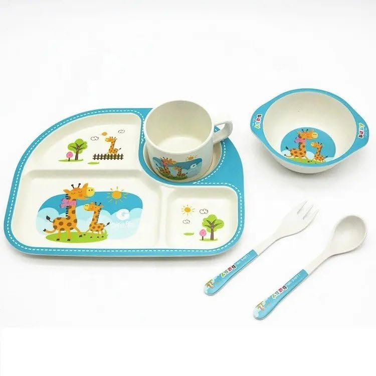 Bamboo Fiber Eco Friendly Dinnerware Plate 5 Pcs Set for Kids