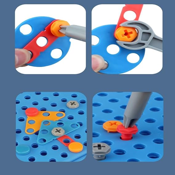 Electric Drill Mosaic Puzzle Kit –  STEM Building Set for Kids | 3D Construction Toy with Battery-Operated Drill | Educational Gift for Boys & Girls Ages 3–8