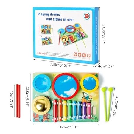 🎵 Kids Musical Instruments Set – Wooden Drum, Xylophone & Bell