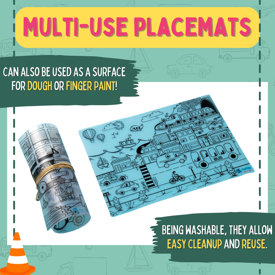 PEPPLAY DOODLE PLACEMATS - VEHICLES