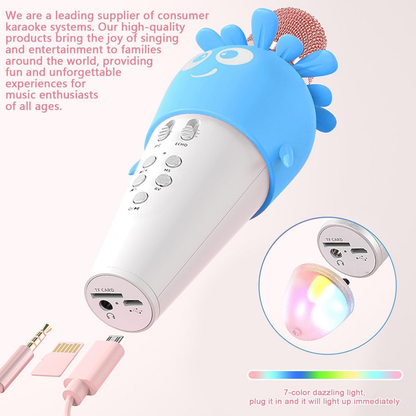 Wireless Bluetooth Microphone Handheld with LED Lights
