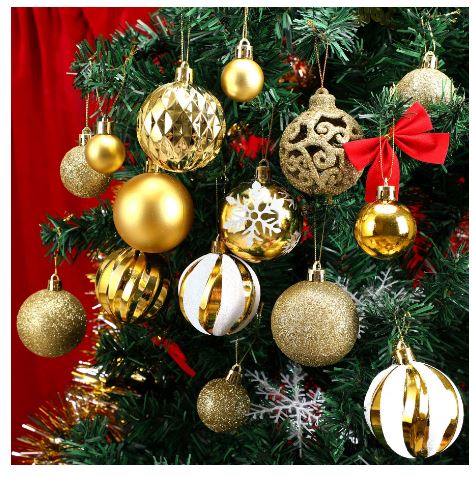 Golden Glam Baubles Set (100 Pcs + Topper)